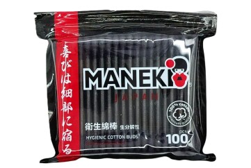 Манеки ватные палочки блэк 100шт Япония