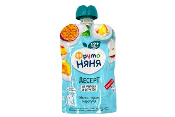 Фруто Няня десерт 90г Россия (из яблок,персиков и маракуйи)