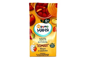Фруто НяНя Компот 200мл т/п Россия (из яблок и клубники)