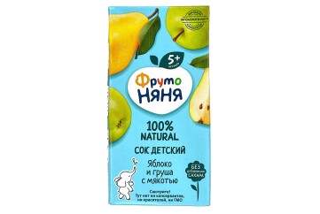 Фруто НяНя Сок 200мл т/п Россия (яблочно-грушевый)