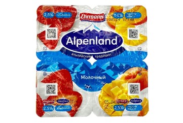 Альпенленд Продукт йогуртный 2,5% 95г Россия (клубника персик манго)