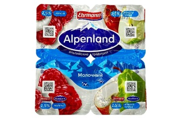 Альпенленд Продукт йогуртный 2,5% 95г Россия (малина- яблоко, груша)