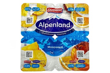 Альпенленд Продукт йогуртный 2,5% 95г Россия (нектарин-апельсин-ананас)
