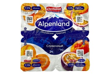 Альпенленд продукт йогуртный 7,5% 95г Россия (абрикос персик маракуйя)