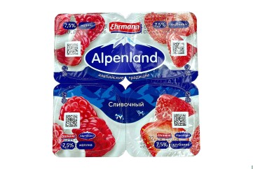 Альпенленд продукт йогуртный 7,5% 95г Россия (малина клубника)