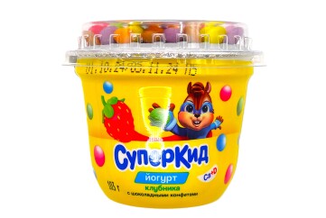 Савушкин СуперКид йогурт 103 г Беларусь (клубника конфеты)