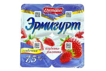 Эрмигурт Продукт йогуртный сливочный 7,5% 100г Россия (клубника-земляника )