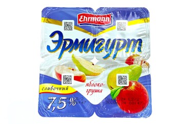 Эрмигурт Продукт йогуртный сливочный 7,5% 100г Россия (яблоко-груша )