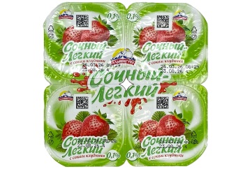 Альпенгурт Продукт йогуртный с соком клубники сочный легкий 0,1% 95г Россия