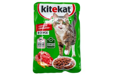 Китекет Корм д/кошек 85г м/уп. Россия (с говядиной в соусе)