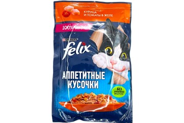 Феликс Корм д/кошек 75г м/уп Россия (Курица и томаты в желе)