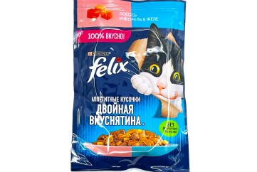 Феликс Корм д/кошек 75г м/уп Россия (лосось и форель в желе)