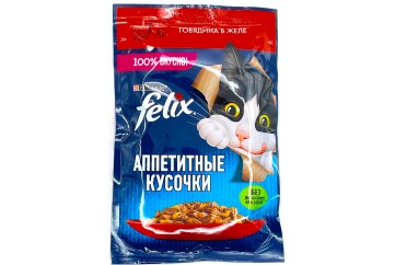 Феликс Корм д/кошек говядина в желе 75г м/уп. Россия