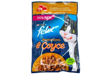Феликс Корм д/кошек индейка с беконом 75г м/уп. Россия