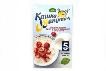 Кашка Минутка Хлопья овсяные 215г к/к Россия (с клубникой со сливочным вкусом)