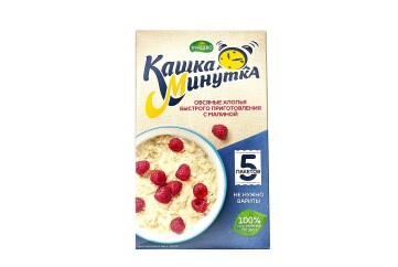 Кашка Минутка Хлопья овсяные 215г к/к Россия (с малиной)