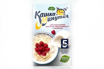 Кашка Минутка Хлопья овсяные 215г к/к Россия (с малиной со сливочным вкусом)