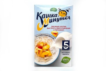 Кашка Минутка Хлопья овсяные 215г к/к Россия (с персиком со сливочным вкусом)