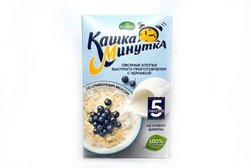 Кашка Минутка Хлопья овсяные 215г к/к Россия (с черникой со сливочным вкусом)