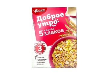 Увелка Хлопья 5-ти зерновые тонкие 350г Россия