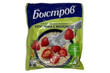Быстров Хлопья овсяные Клубника с молоком 40г Россия