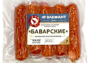 Элефант Колбаски Баварские п/к 1кг Россия