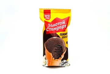 Золотой стандарт мороженое  пломбир 90г стаканчик Россия (шоколад)
