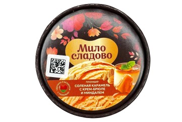 Ведро Пломбир соленая карамель и миндаль 285г ТМ Милосладово Беларусь 