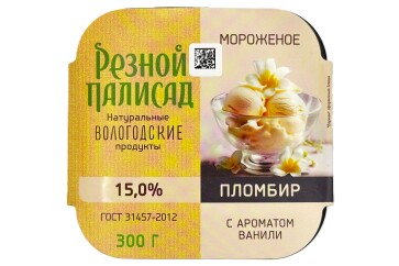 Резной палисад Мороженое пломбир с ароматом ванили 300г Россия