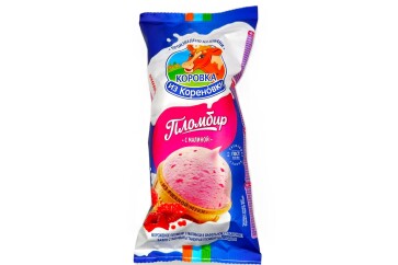 Коровка из Кореновки Мороженое пломбир с малиной 80г в/ст Россия