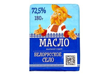 Белорусское село Масло сливочное Крестьянское 72,5% 180г фольга Россия