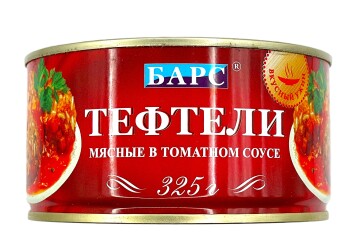 Барс Тефтели мясные в томатном соусе 325г ж/б Россия