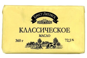 Брест- Литовск Масло сливочное 72,5% 360г Беларусь