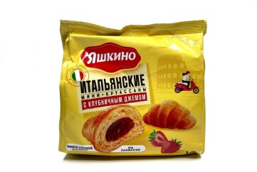 Яшкино Мини Круассаны 180г Россия (с клубничным джемом)