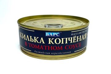 Барс Килька копчёная в томатном соусе  250г ж/б Россия