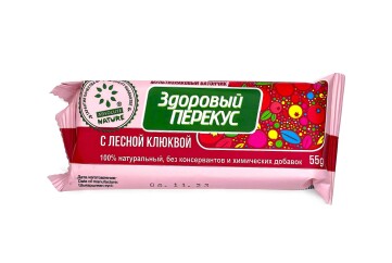Здоровый перекус Батончик- мюсли 55г Россия (с клюквой)