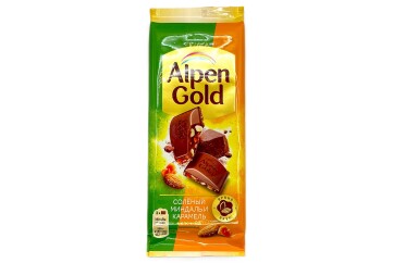 Альпен Гольд Шоколад 80г Россия (соленый миндаль и карамель)