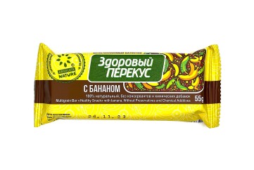 Здоровый перекус Батончик- мюсли 55г Россия (с бананом)