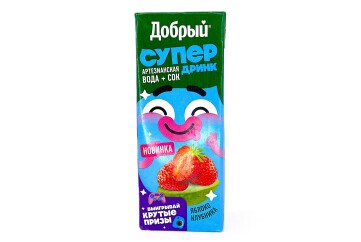 Добрый Супер джус Сок  0,2л Россия (яблоко клубника)