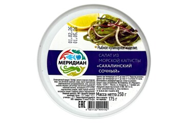 Меридиан салат из морской капусты Сахалинский Сочный 250 г Россия