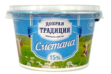 Добрая традиция Сметана 15% 180г стакан ОАО ГМЗ 