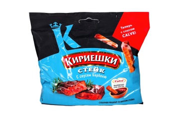 Кириешки Сухарики +соус 60г Россия (стейк + соус барбекю)