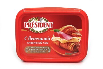 Президент Сыр плавленый 45% 200г Россия (с ветчиной)