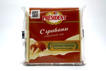 Президент Сыр плавленый ломтевой 40% 150г Россия (с грибами)