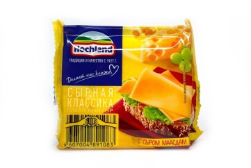Хохланд Сыр ломтевой 45% 150г Россия (маасдам)