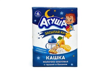 Агуша Кашка молочная 210г т/п Россия (злаковая с грушей и бананом)