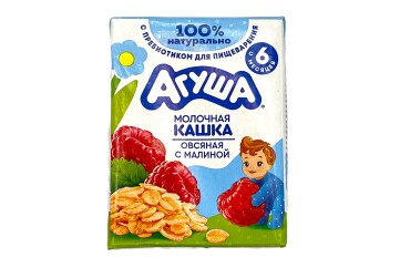 Агуша Кашка молочная 210г т/п Россия (овсяная с малиной)