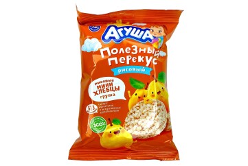 Агуша Хлебцы Полезный перекус 30г Россия (рисовые мини груша)