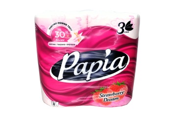 Папиа Туалетная бумага 3слоя 4 шт Россия