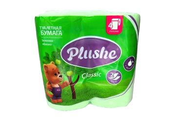 Плюше Бумага туалетная Зеленое Яблоко 2 сл 4 рулона Россия
